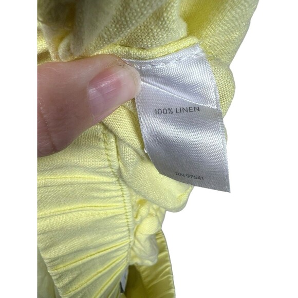 J JILL LOVE LINEN PANTS WIDE LEGS CROPPED Butter Yellow LAGENLOOK MINIMALIST Med - Picture 11 of 12